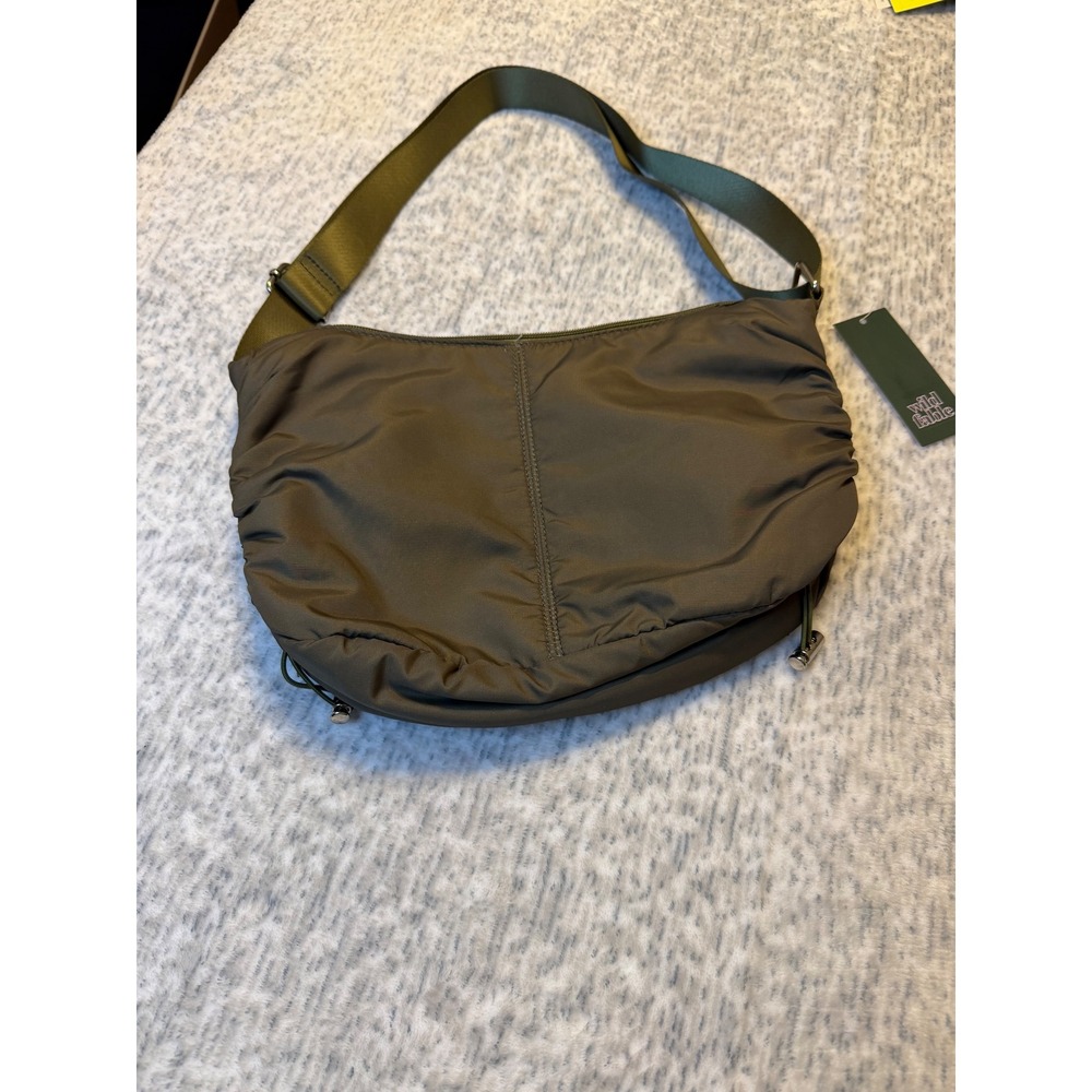 Wild Fable Green Nylon Ruched Hobo Shoulder Bag NWT